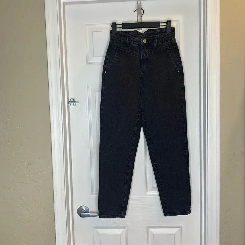 Redial Black High Rise Paper Bag Waist Size 2